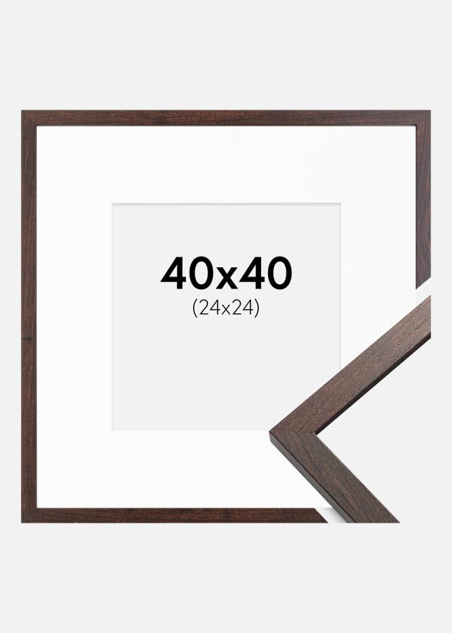 Rahmen Trendy Walnuss 40x40 cm - Passepartout Weiß 25x25 cm