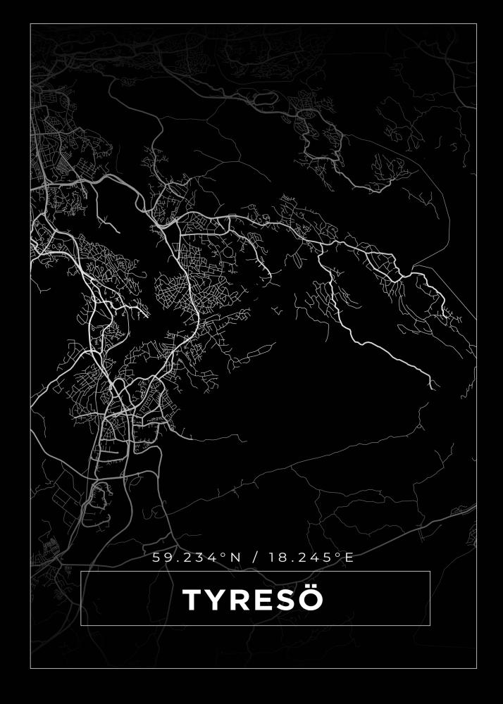 Map - Tyresö - Black Poster