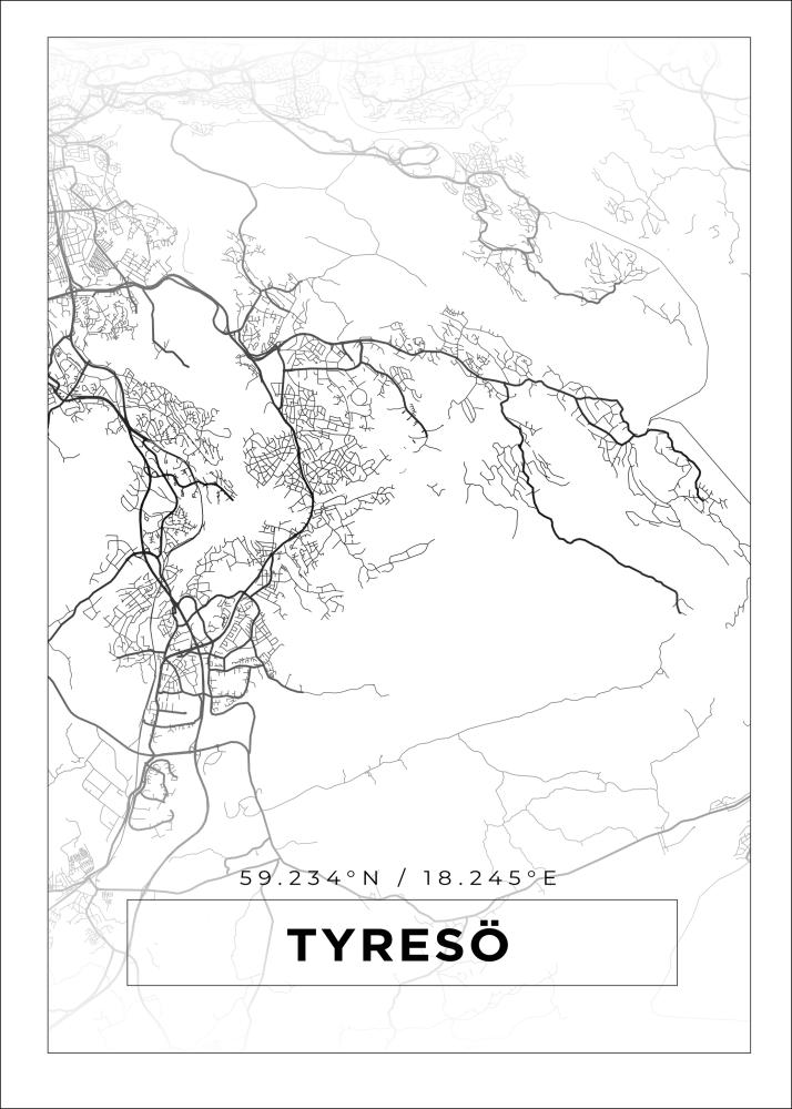 Map - Tyresö - White Poster