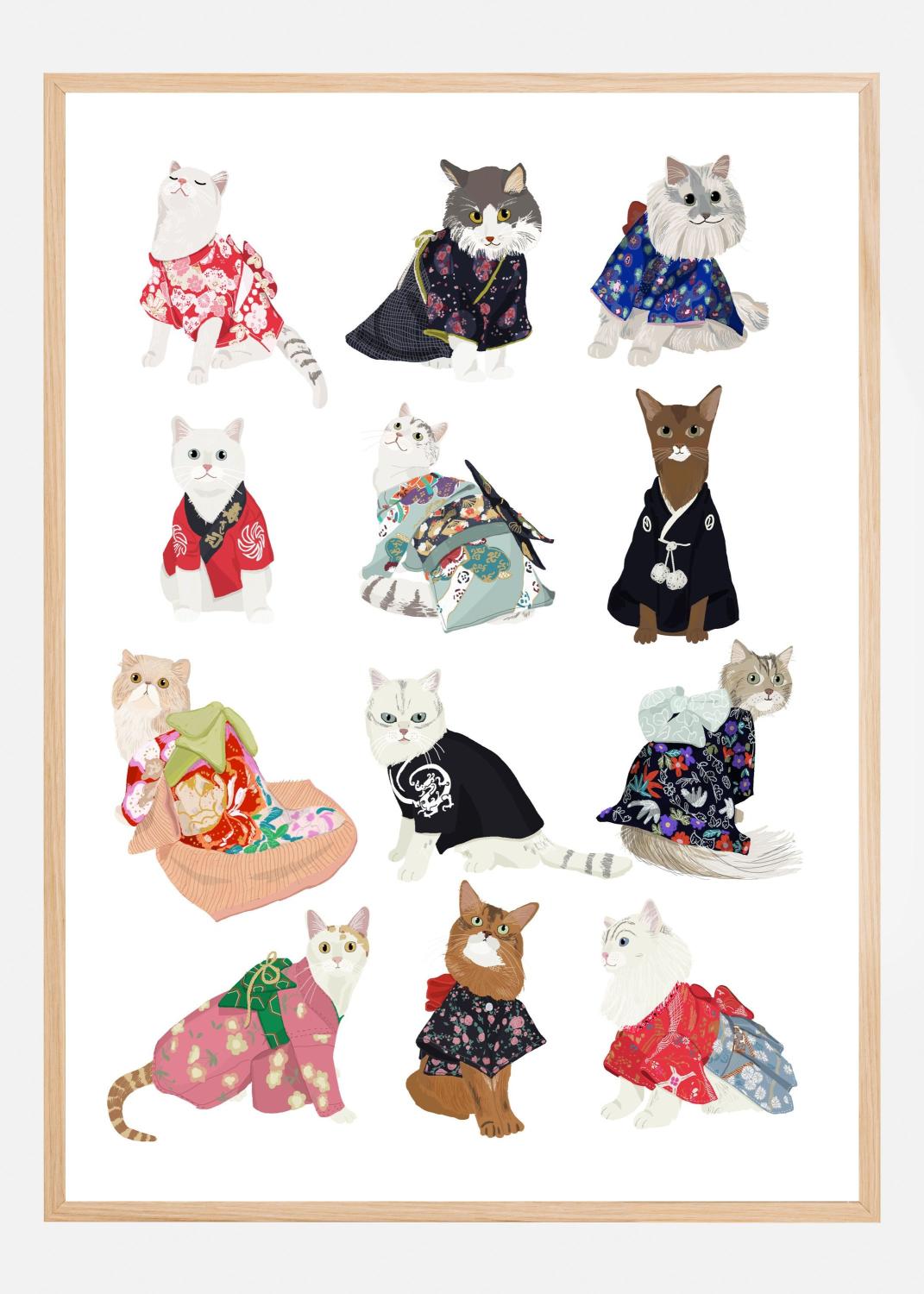 Product Image for Cat In Kimono Poster (21x29.7 cm (A4))