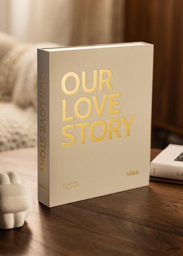 KAILA OUR LOVE STORY Creme - Coffee Table Photo Album (60 Schwarze Seiten)