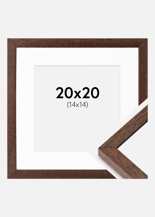 Rahmen Ares Teak 20x20 cm - Passepartout Weiß 15x15 cm