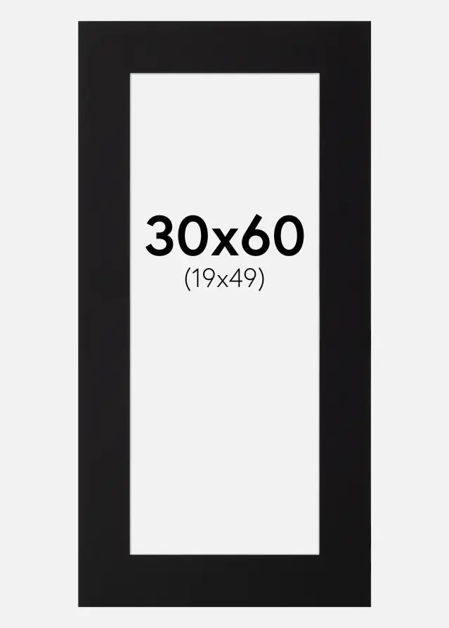 Passepartout Schwarz Standard (weißer Kern) 30x60 cm (19x49)