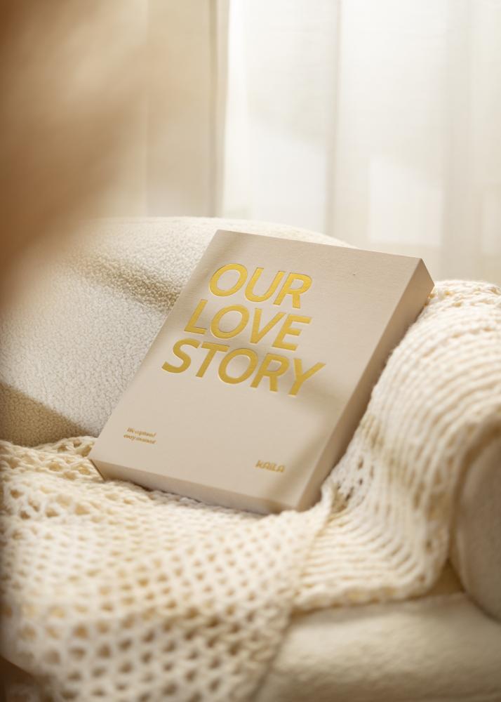 KAILA OUR LOVE STORY Creme - Coffee Table Photo Album (60 Schwarze Seiten)