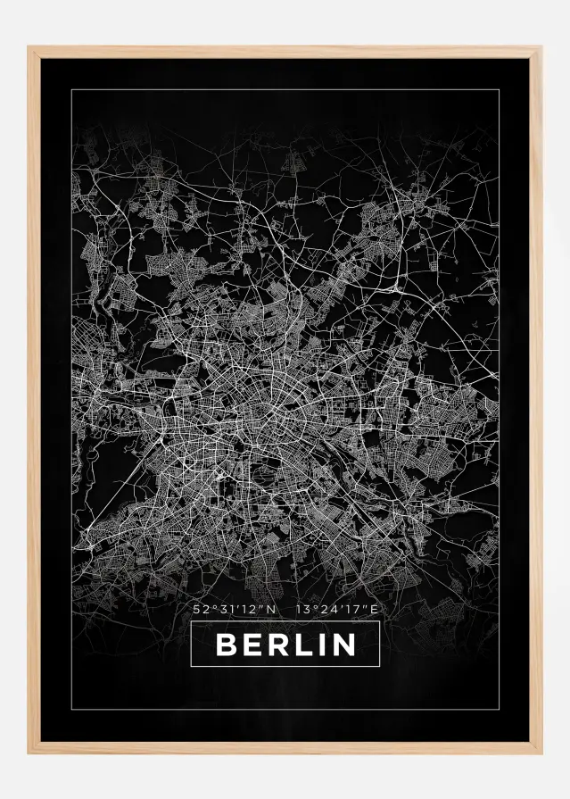 Map - Berlin - Black Poster