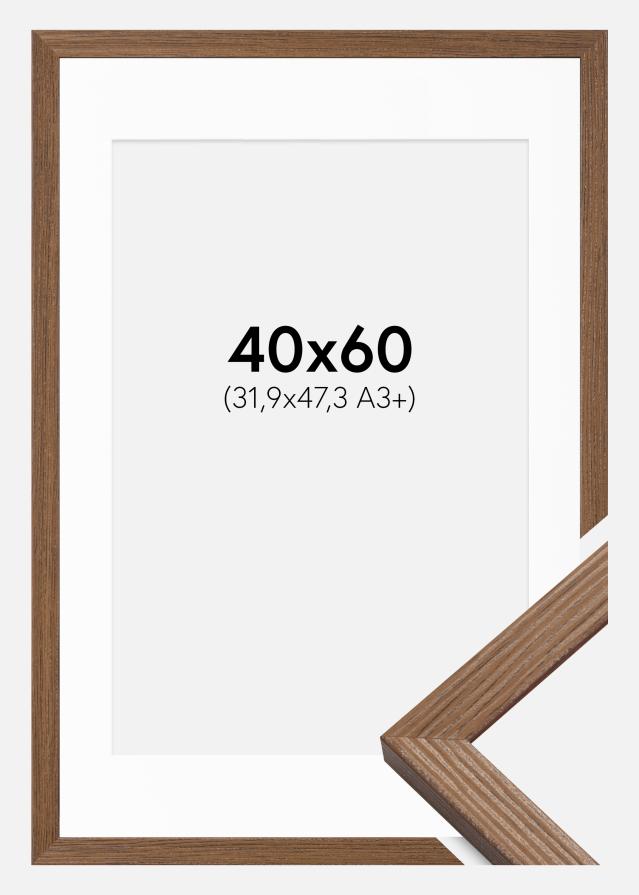 Rahmen Fiorito Dunkle Eiche 40x60 cm - Passepartout Weiß 32,9x48,3 cm (A3+)