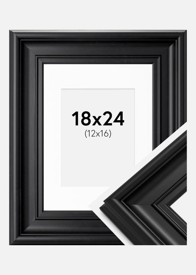 Rahmen Mora Premium Schwarz 18x24 cm - Passepartout Weiß 13x17 cm