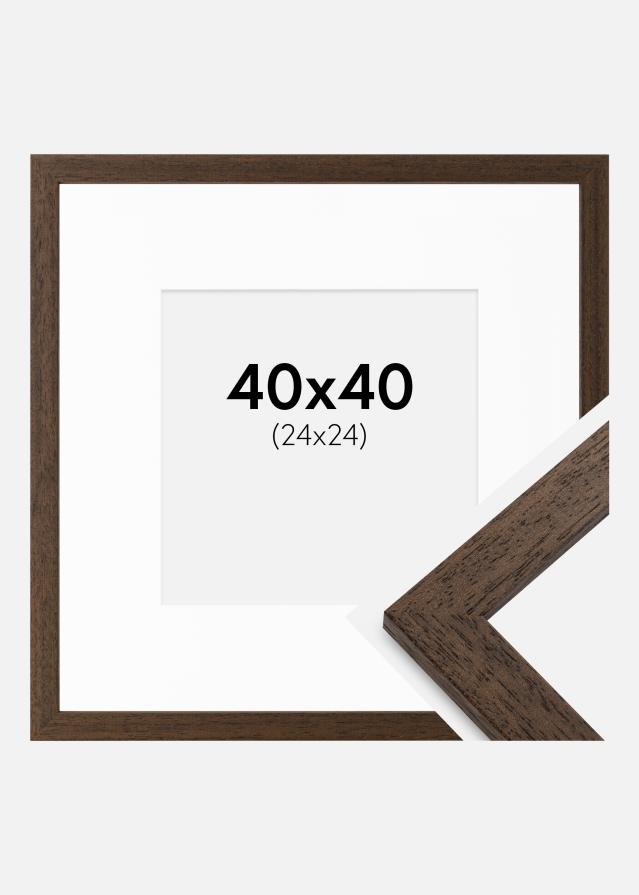 Rahmen Brown Wood 40x40 cm - Passepartout Weiß 25x25 cm