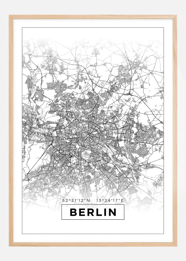 Map - Berlin - White Poster