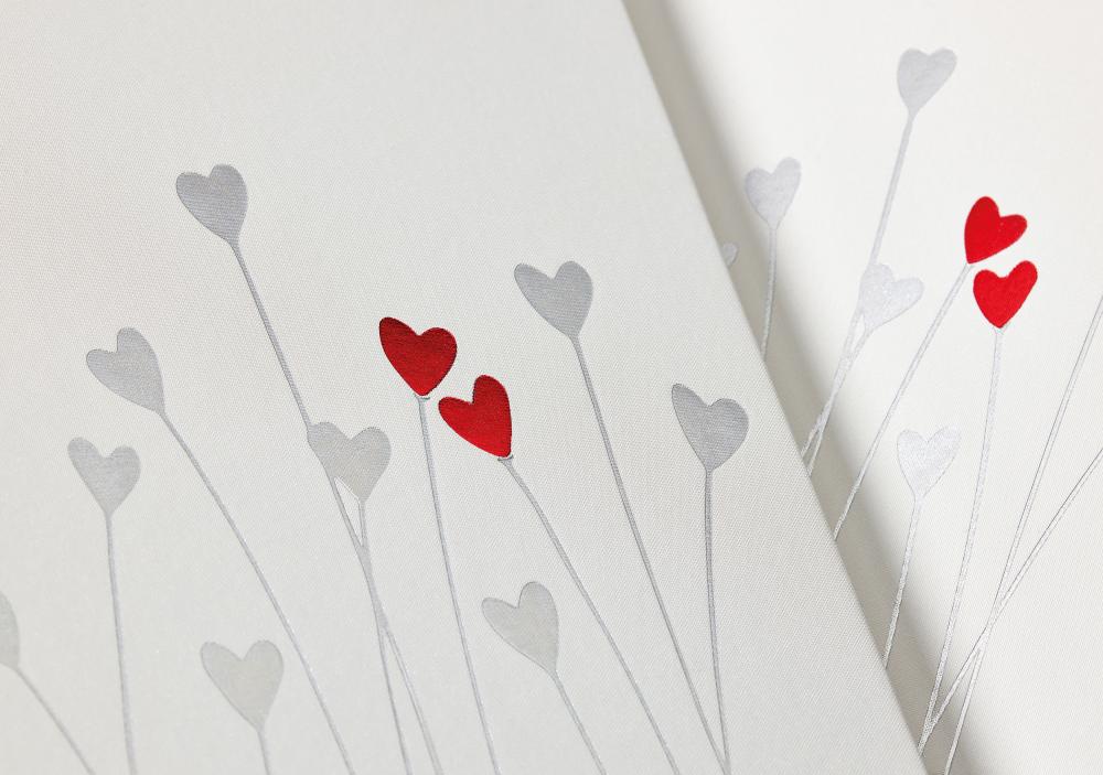 Herz Hochzeitsalbum Weiß - 28x30,5 cm (50 weiße Seiten / 25 Blatt)
