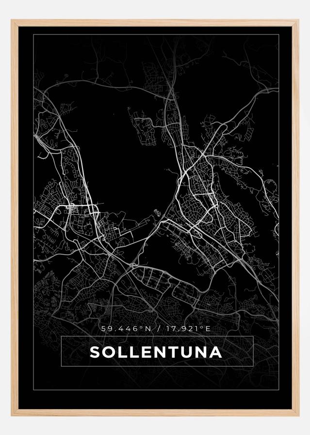 Map - Sollentuna - Black Poster