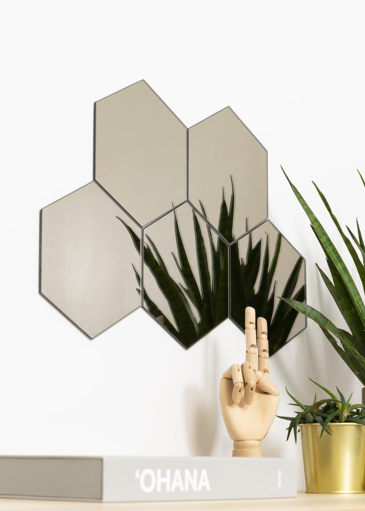 KAILA Spiegel Hexagon Dark Bronze 18x21 cm - 5er-Pack