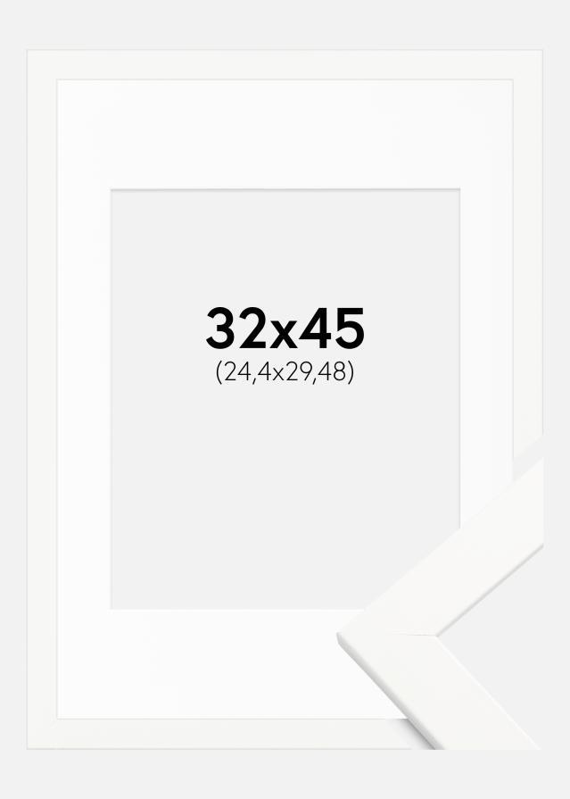 Rahmen Trendline Weiß 32x45 cm - Passepartout Weiß 10x12 inches