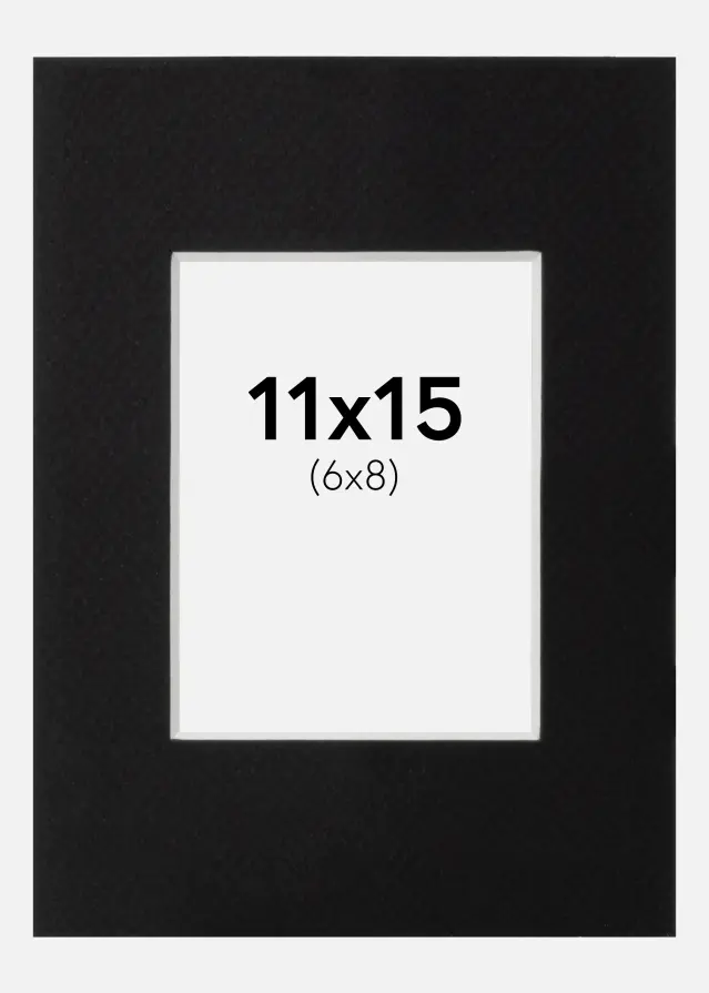 Passepartout Schwarz Standard (weißer Kern) 11x15 cm (6x8)