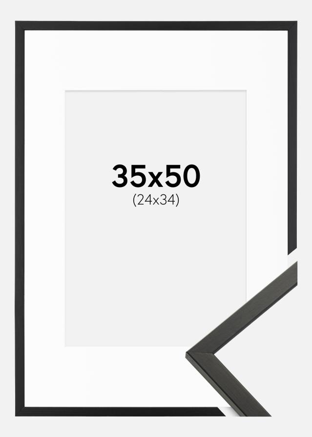 Rahmen Galant Schwarz 35x50 cm - Passepartout Weiß 25x35 cm
