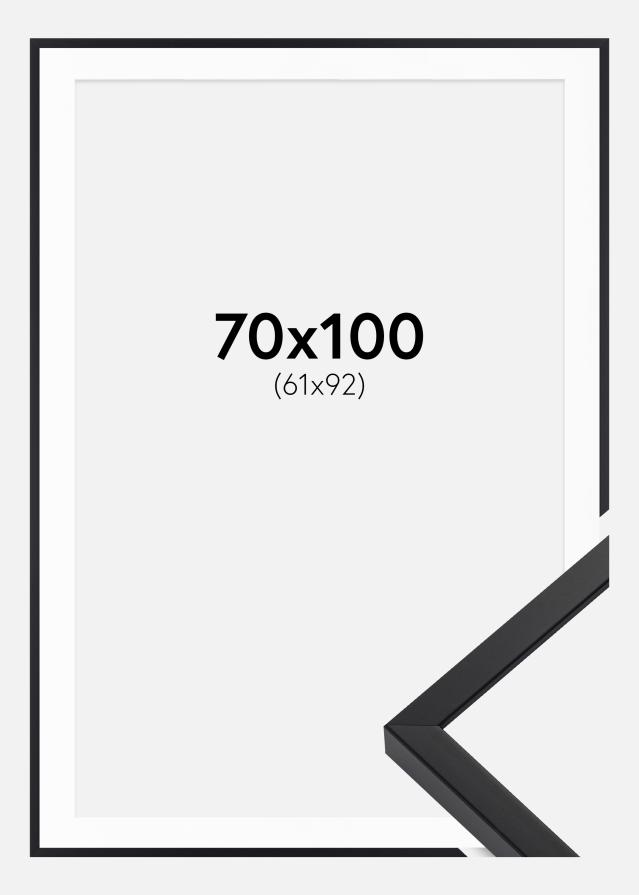 Rahmen E-Line Schwarz 70x100 cm - Passepartout Weiß 62x93 cm