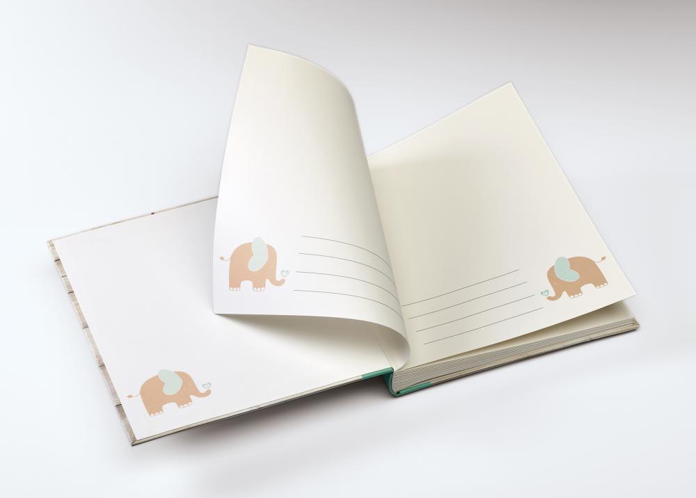 Welcome Babyalbum Grün - 28x30,5 cm (50 weiße Seiten / 25 Blatt)