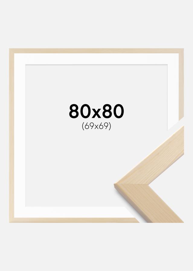 Rahmen Trendline Nature 80x80 cm - Passepartout Weiß 70x70 cm