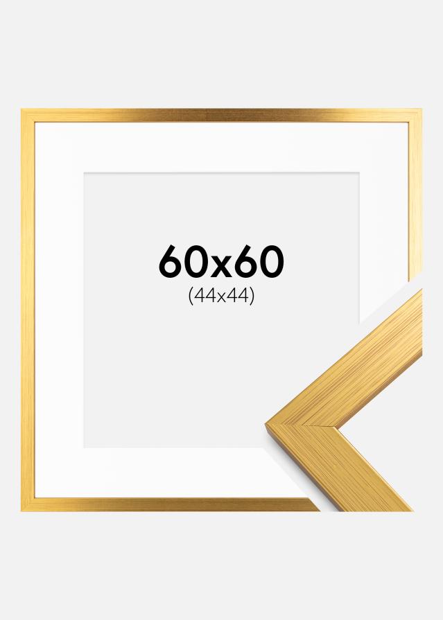 Rahmen Gold Wood 60x60 cm - Passepartout Weiß 45x45 cm