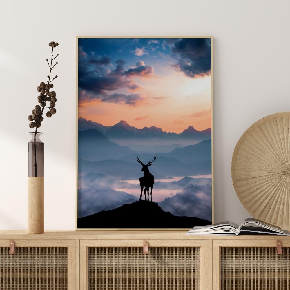 Heavenly Blue Deer Poster