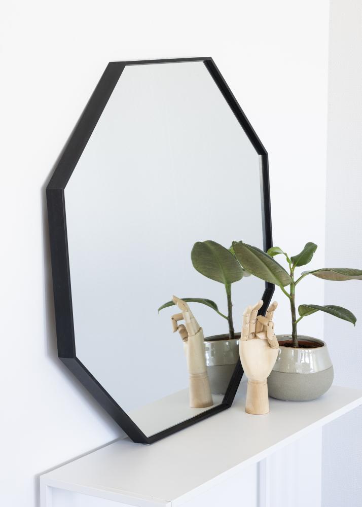 KAILA Spiegel Octagon Schwarz 70 cm Ø