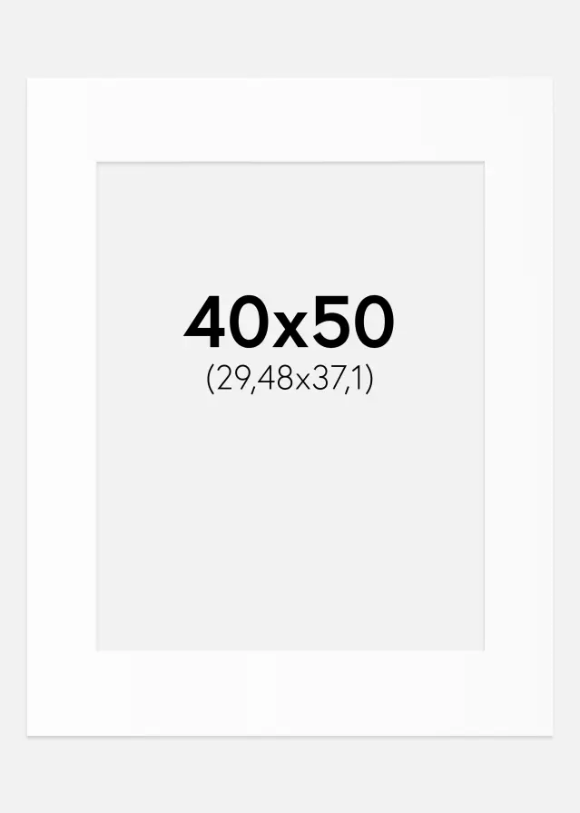 Passepartout Weiß Standard (weißer Kern) 40x50 cm (29,48x37,1)