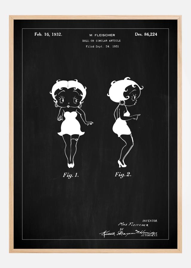 Patentzeichnung - Betty Boop - Schwarz Poster