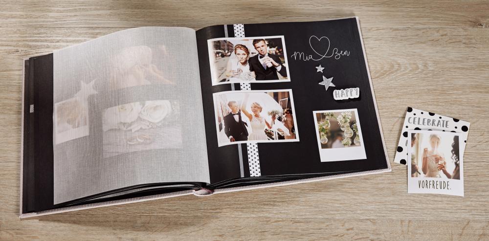 Just for Love Hochzeitsalbum - 28x30,5 cm (50 schwarze Seiten / 25 Blatt)