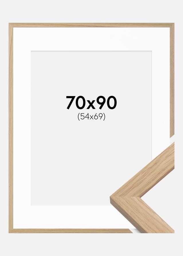 Rahmen Oak Wood 70x90 cm - Passepartout Weiß 55x70 cm