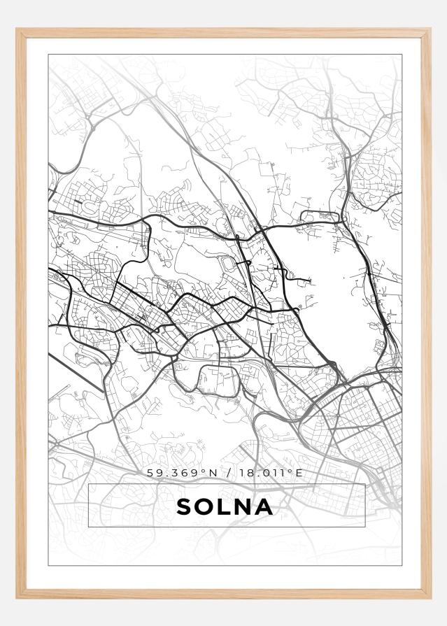 Map - Solna - White Poster