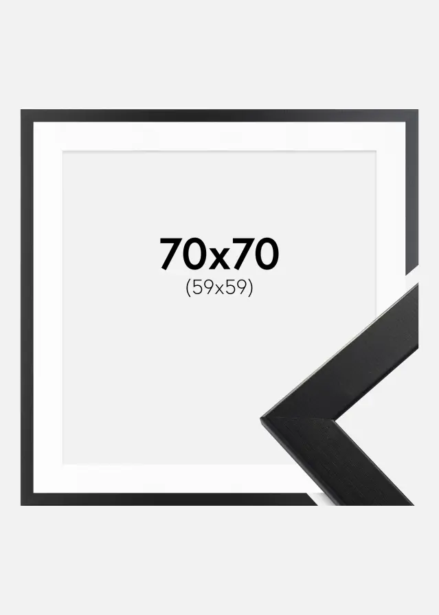 Rahmen Trendline Schwarz 70x70 cm - Passepartout Weiß 60x60 cm