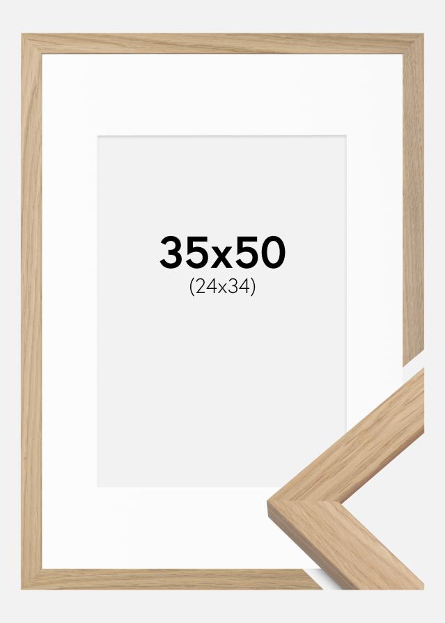 Rahmen Oak Wood 35x50 cm - Passepartout Weiß 25x35 cm