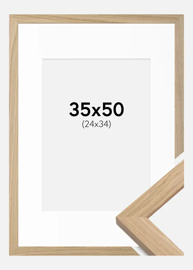 Rahmen Oak Wood 35x50 cm - Passepartout Weiß 25x35 cm
