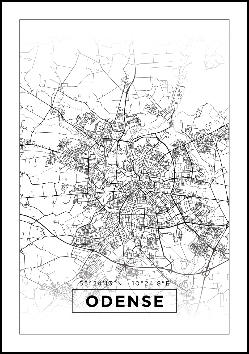Product Image for Map - Odense - White (21x29.7 cm (A4))
