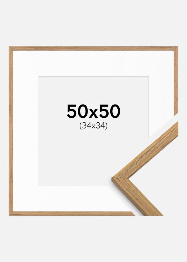 Rahmen Edsbyn Teak 50x50 cm - Passepartout Weiß 35x35 cm