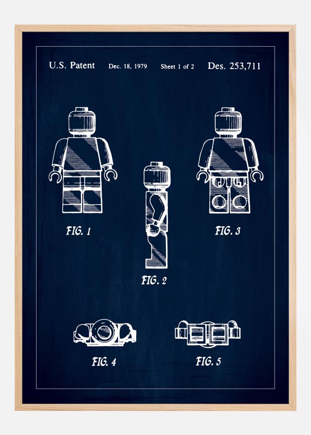 Patentzeichnung - Lego I - Blau Poster