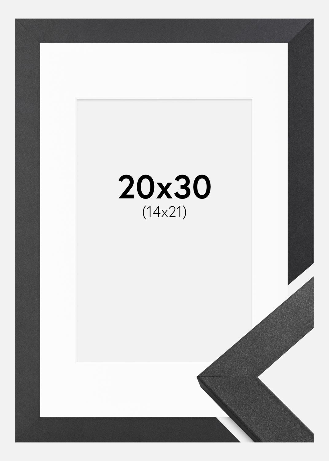 Product Image for Rahmen Graphite Wood 20x30 cm - Passepartout Weiß 15x22 cm