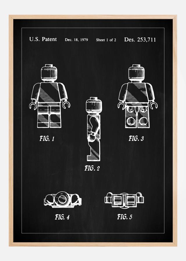 Patentzeichnung - Lego I - Schwarz Poster