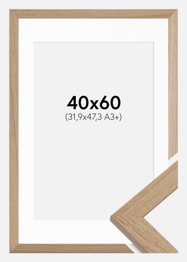 Rahmen Trendline Eiche 40x60 cm - Passepartout Weiß 32,9x48,3 cm (A3+)