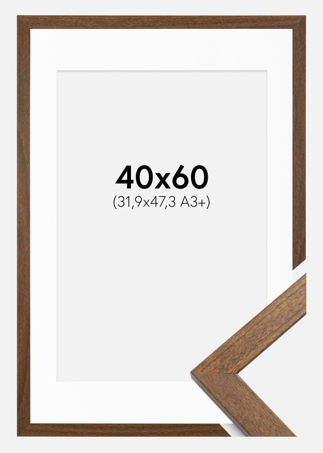 Rahmen Stilren Warm Brown 40x60 cm - Passepartout Weiß 32,9x48,3 cm (A3+)