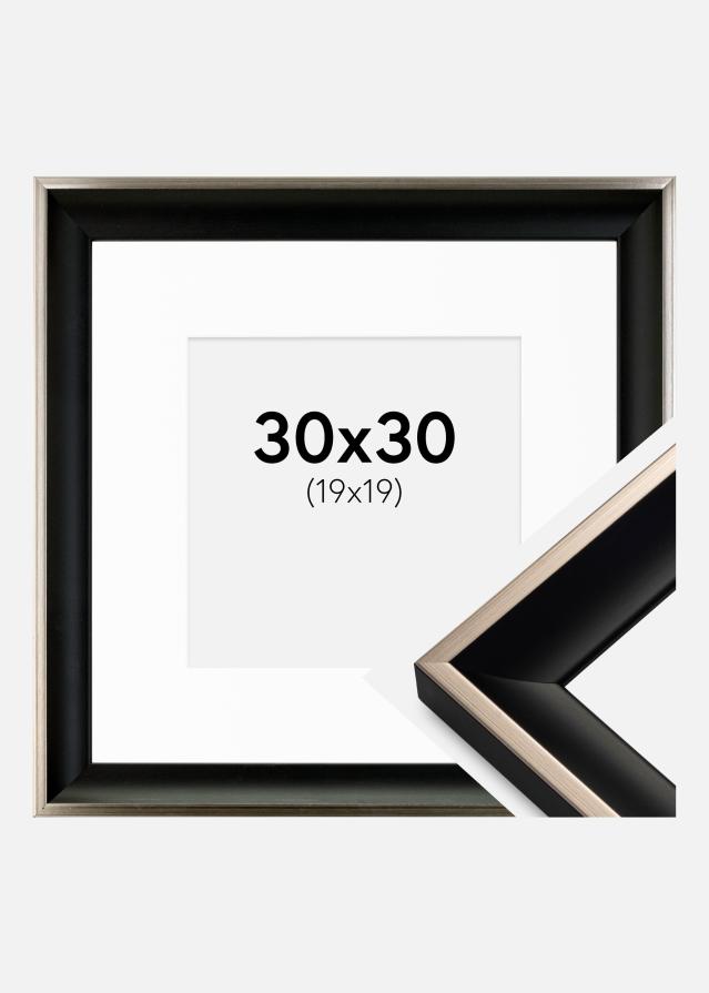 Rahmen Öjaren Schwarz-Silber 30x30 cm - Passepartout Weiß 20x20 cm