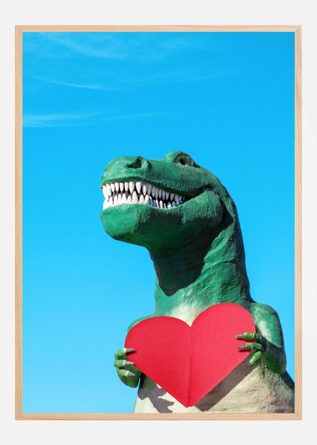 Product Image for Tyrannosaurus Rex with a Red Paper Heart Poster (21x29.7 cm (A4))
