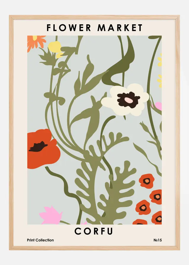 Flower Market Corfu Poster