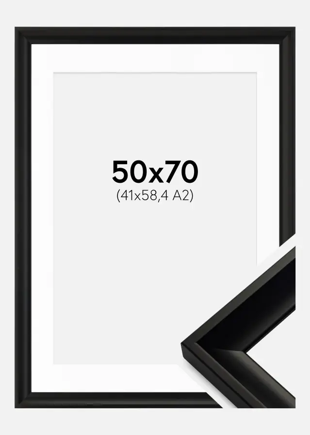 Rahmen Öjaren Schwarz 50x70 cm - Passepartout Weiß 42x59,4 cm (A2)