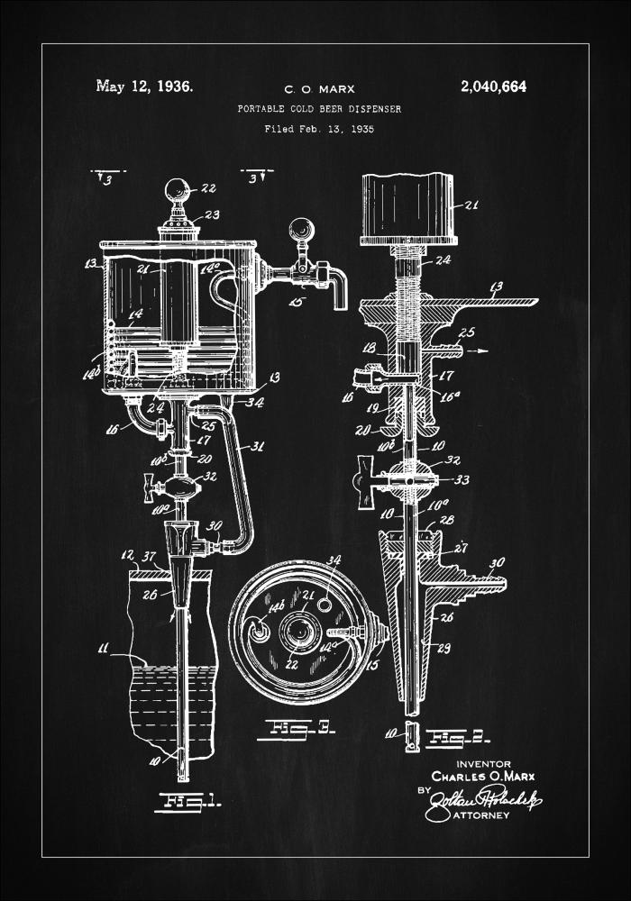 Patent Print - Portable Cold Beer Dispenser - Black Poster