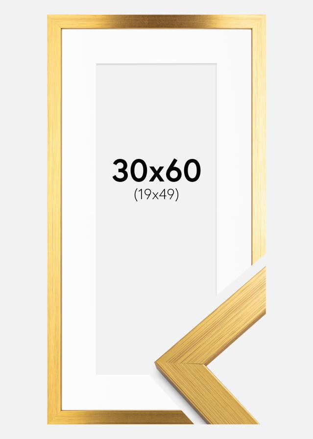 Rahmen Gold Wood 30x60 cm - Passepartout Weiß 20x50 cm