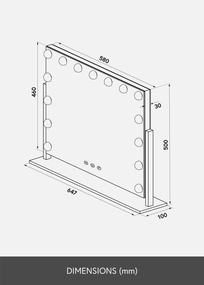 KAILA Kosmetikspiegel Soft Corner LED Silber 65x50 cm