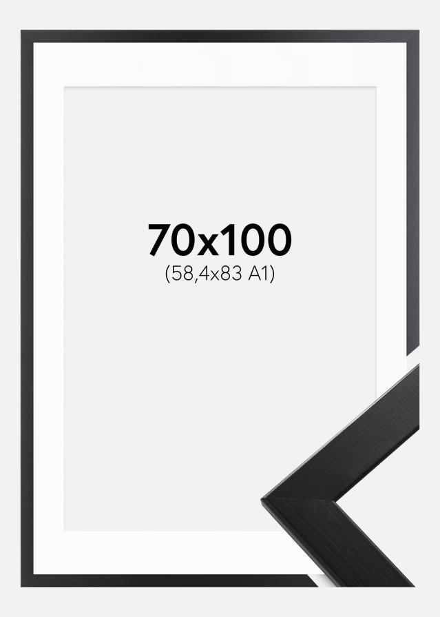 Rahmen Trendline Schwarz 70x100 cm - Passepartout Weiß 59,4x84 cm