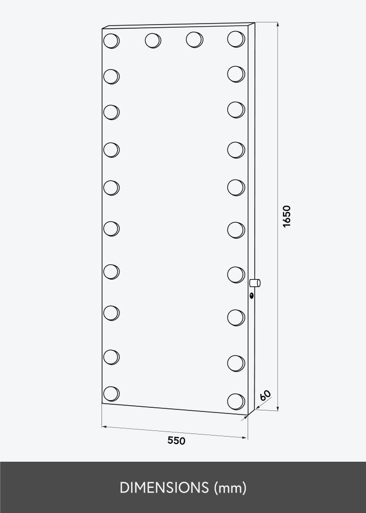 KAILA Spiegel Tall LED Schwarz 55x165 cm