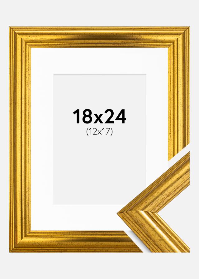 Rahmen Västkusten Gold 18x24 cm - Passepartout Weiß 13x18 cm